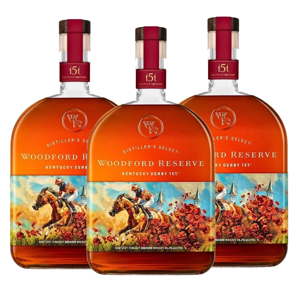 Woodford Reserve Kentucky Derby 151 Limited Edition Bourbon Whiskey Trio Pack - 3 Bottles (3x1L))