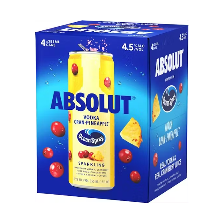 Absolut / Ocean Spray Sparkling Vodka Cran-Pineapple (4x355ml)