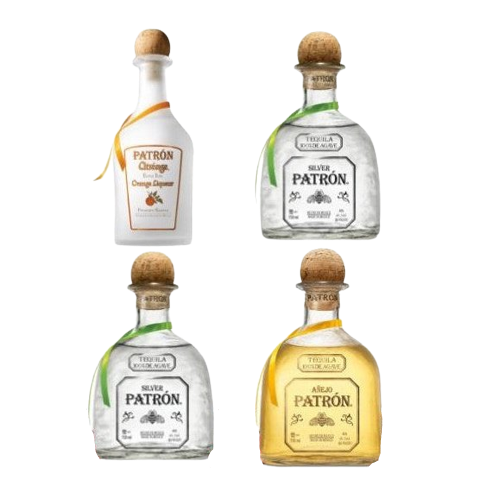 Patron Tequila Four Bottle Bundle (One 375ml, Three 750ml)