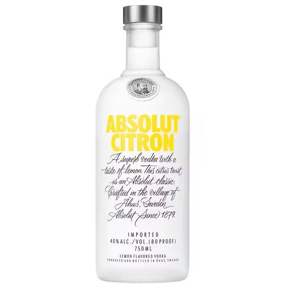 Absolut Citron Lemon Flavored Vodka 750ml