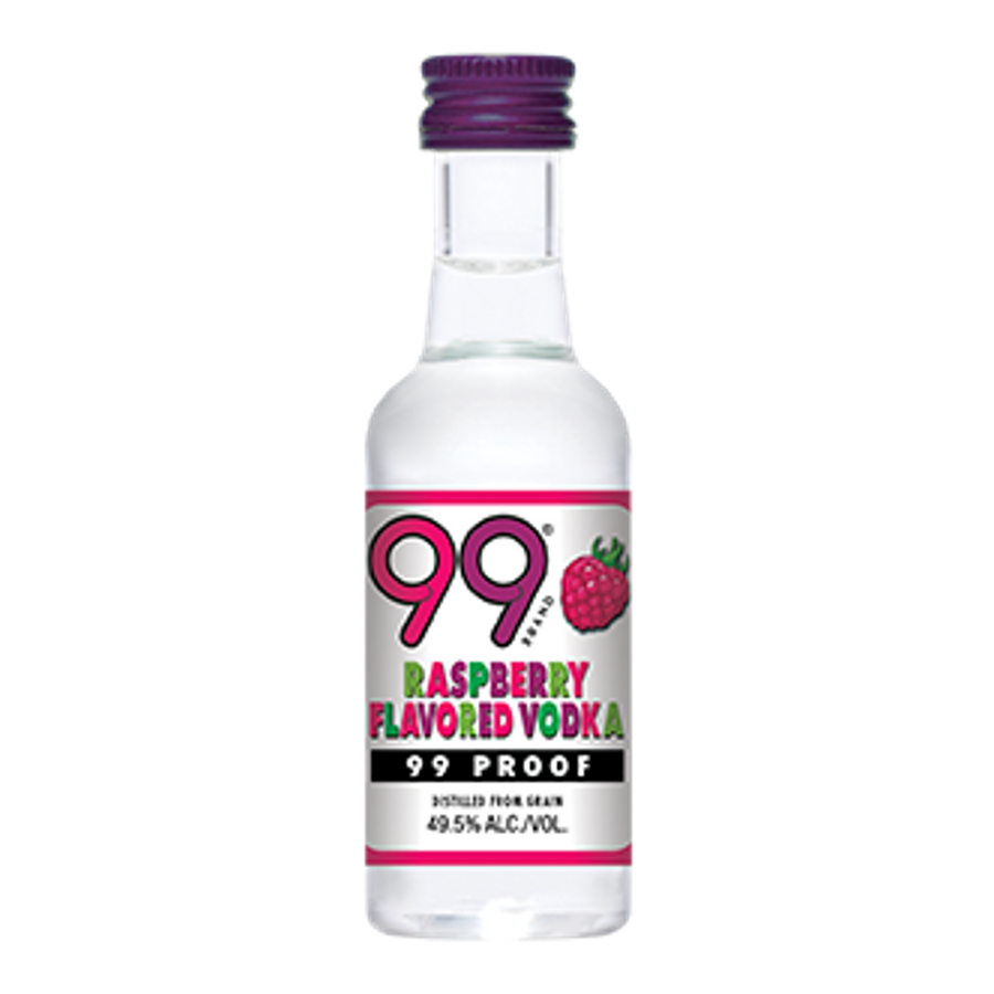 99 Brand Raspberries Flavored Vodka Liqueur (12x50ml) – Kings Wine and ...